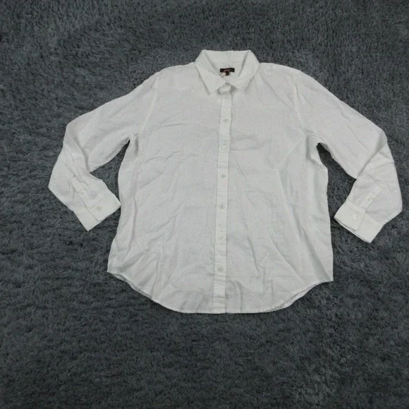 Quince Shirt Womens L White Linen Long Sleeve Button-Up Relaxed Lightweight NWT - Picture 1 of 15